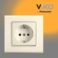 Розетка одинарная с заземлением крем VIKO LINNERA 